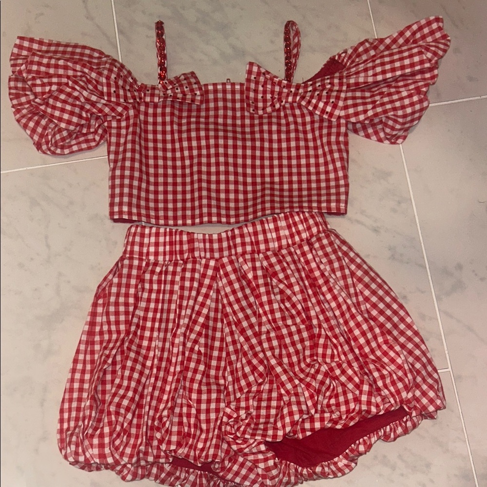 Red Gingham Lola & The Boys Skort Set